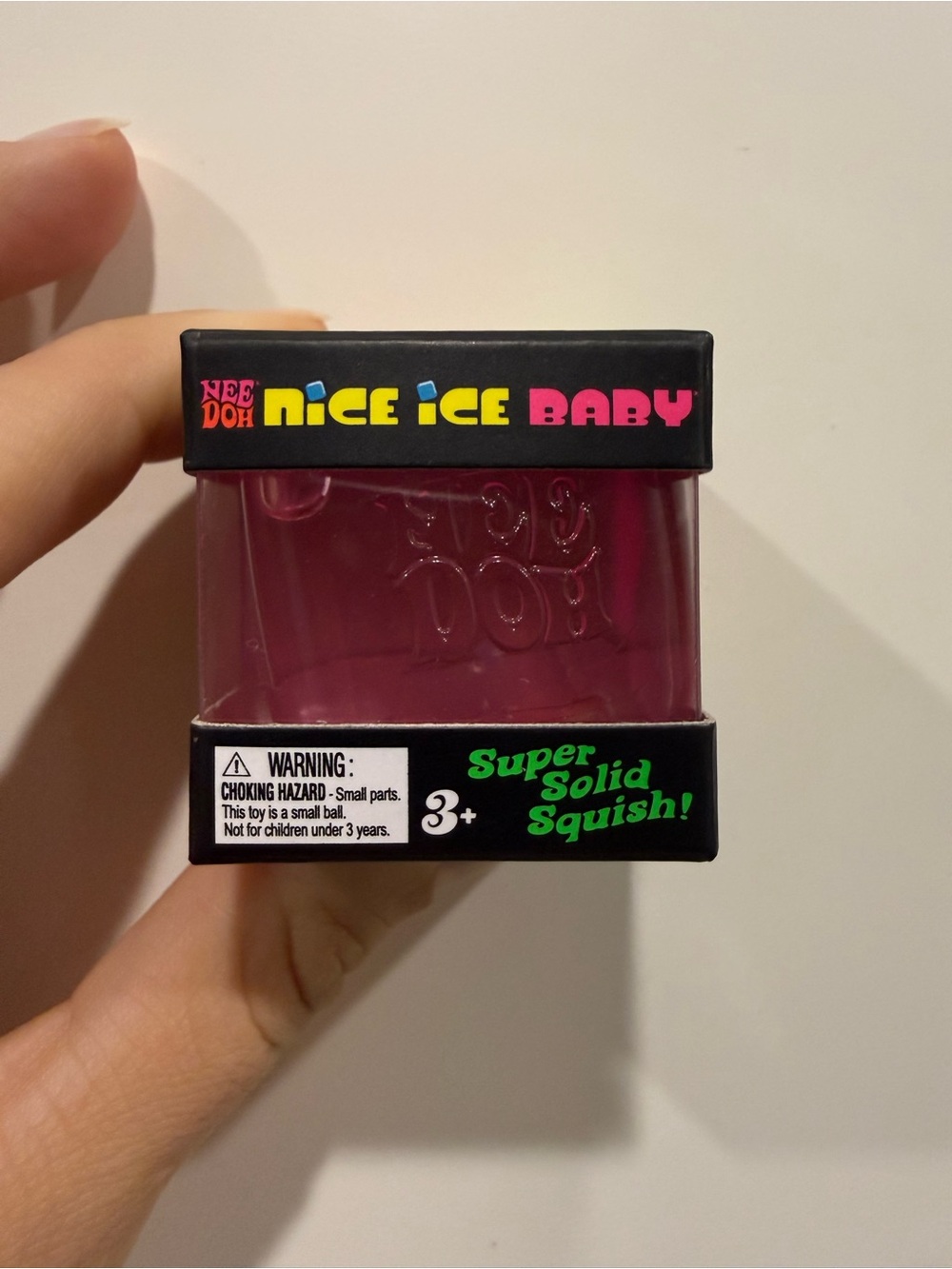 Nice Ice Baby Squish Toy - Pink Clear Cube